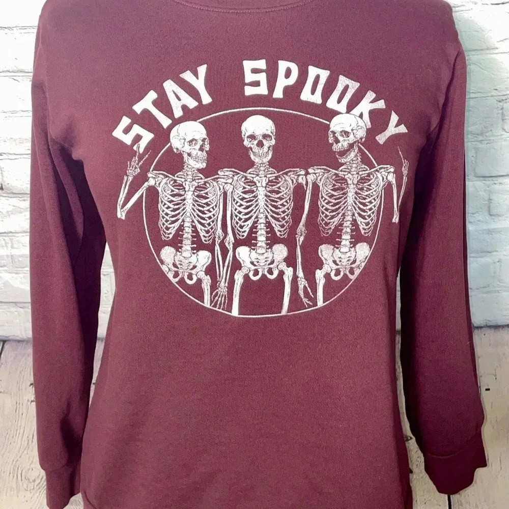 LANE BRYANT “Stay Spooky” Crewneck Sweater - Size 18/20 Maroon - Picture 2 of 10